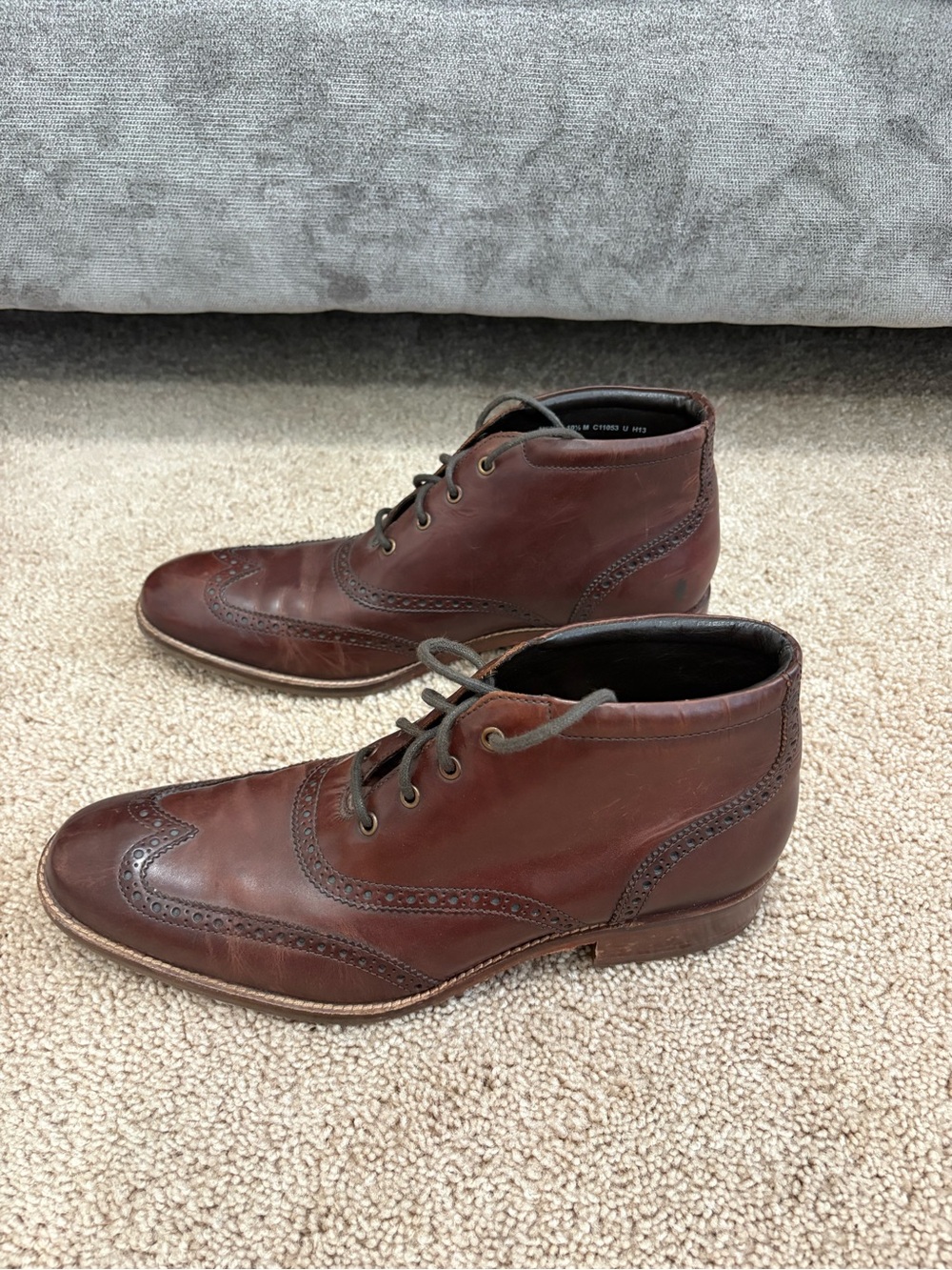 Cole Haan Brown Leather Brogue Chukka Boots